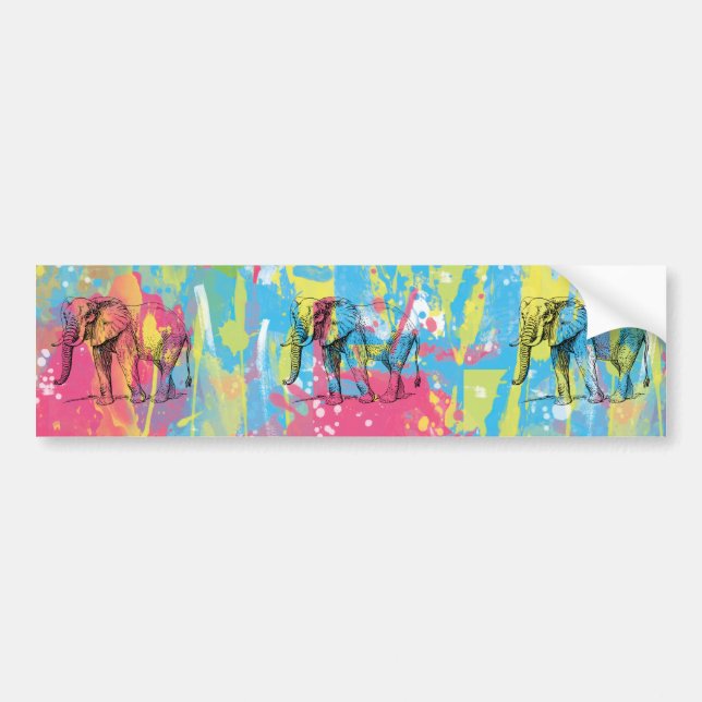 Lebhafte Aquarellfarben Spritzer Elefantenskizze Autoaufkleber (Vorne)