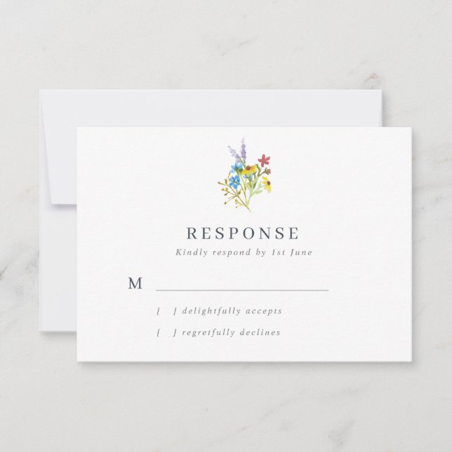 Lebhafte Aquarellfarben-Wildblumen, die RSVP-Karte RSVP Karte (Vorderseite)