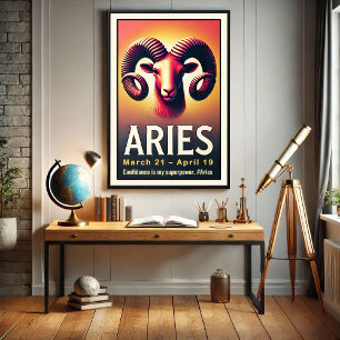 Lebhafte Aries Zodiac Sign Poster