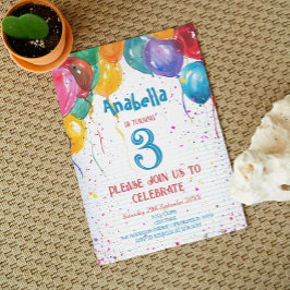 Lebhafte Balloons I Custom Foto Geburtstagsparty Einladung