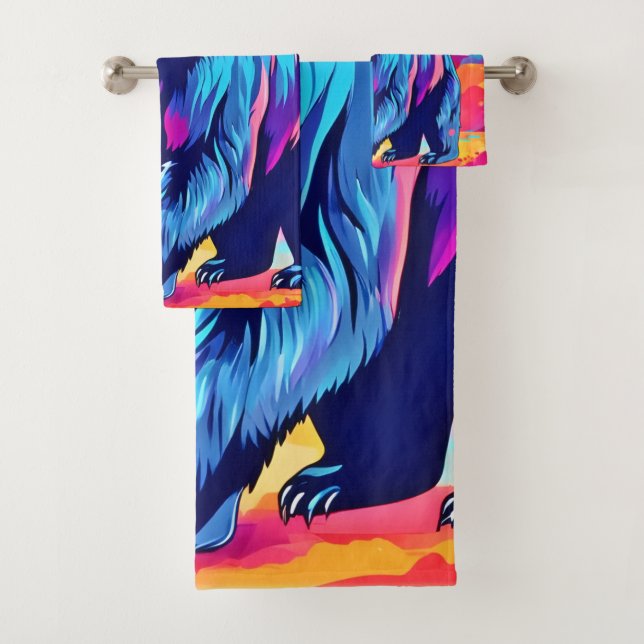 Lebhafte Bärenkunst Badhandtuch Set (Insitu)