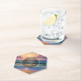 Lebhafte Beach Background Imitate Glitzer Hochzeit Untersetzer