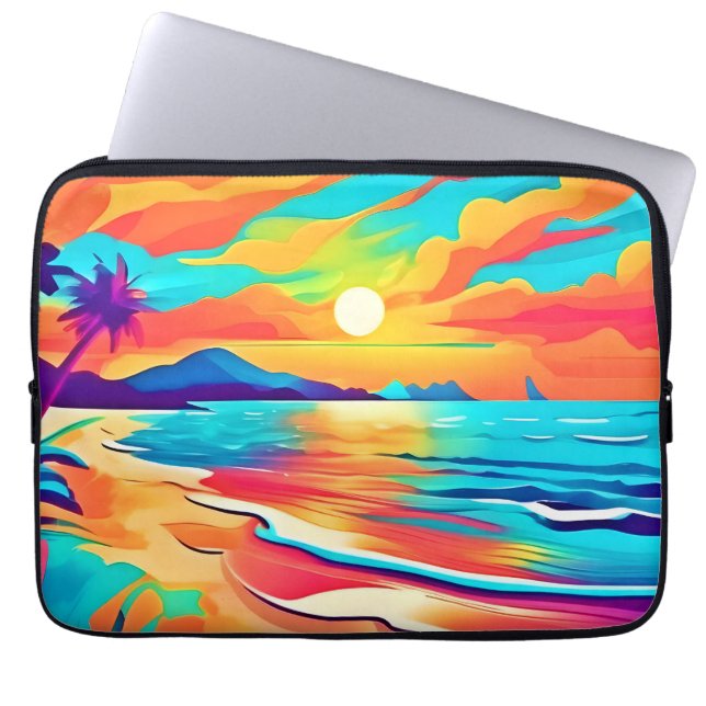 Lebhafte Beach Sunset Art Laptopschutzhülle (Vorderseite)