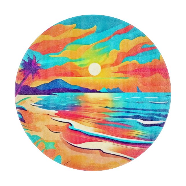 Lebhafte Beach Sunset Art Schneidebrett (Vorderseite)