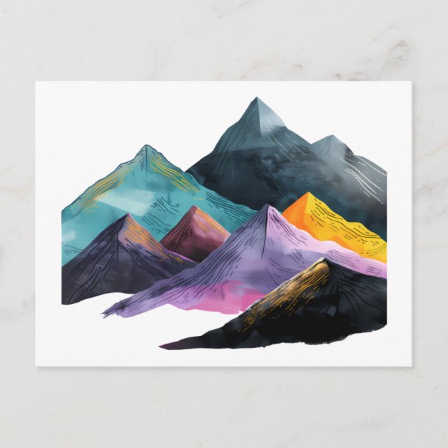 Lebhafte Berge Abstrakte Kunst Postkarte (Vorderseite)