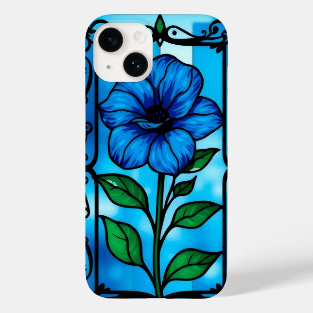 Lebhafte blaue Blume Case-Mate iPhone 14 Hülle (Rückseite)