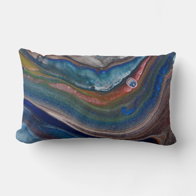 Lebhafte blaue Kupfer-Metallic Liquid-Wirbel Lendenkissen (Vorderseite)