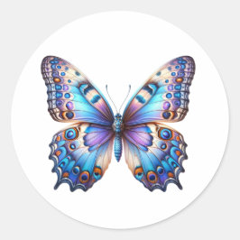 Lebhafte blaue Schmetterlingsklemme Runder Aufkleber