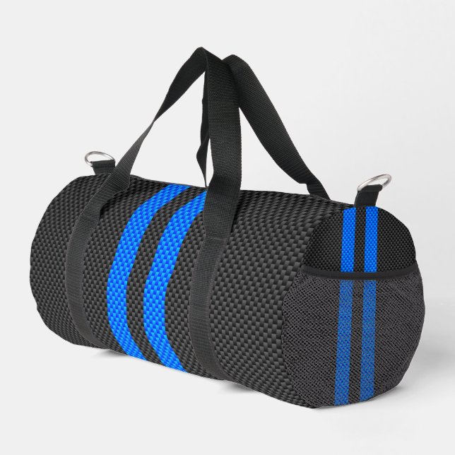 Lebhafte blaue Streifen für die Racing-Ausführung  Duffle Bag (Rechte Ecke)