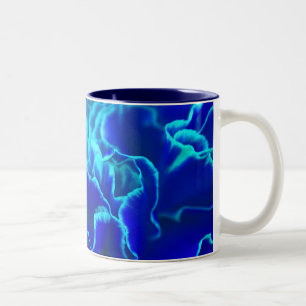 Lebhafte blaue und Aquamarine Carnation-Blume Zweifarbige Tasse