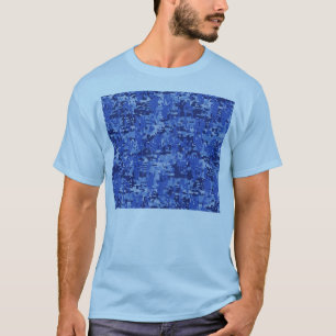 Lebhafte Blue Digital Camouflage Camouflage Textur T-Shirt