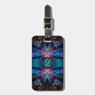 Lebhafte Blue Pink Fraktal Laser Individuelle Name Gepäckanhänger