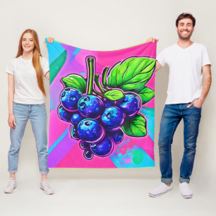Lebhafte Blueberry Artwork Fleecedecke