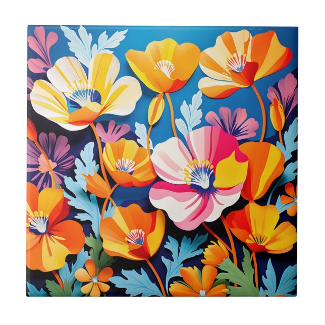 Lebhafte Blume aus Kalifornien Fliese (Vorderseite)