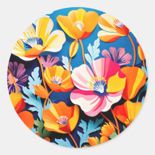 Lebhafte Blume aus Kalifornien Runder Aufkleber