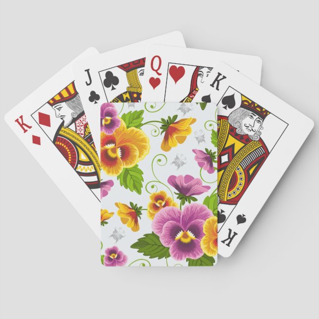 Lebhafte Blume der Pansie Spielkarten (Rückseite)