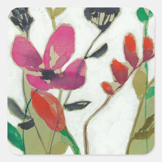 Lebhafte Blume I Quadratischer Aufkleber (Vorderseite)