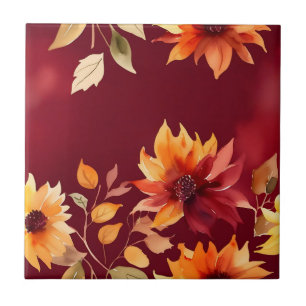 Lebhafte Blume im Herbst über Burgund Fliese