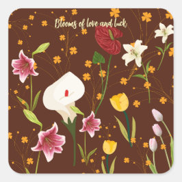 Lebhafte Blume Quadratischer Aufkleber