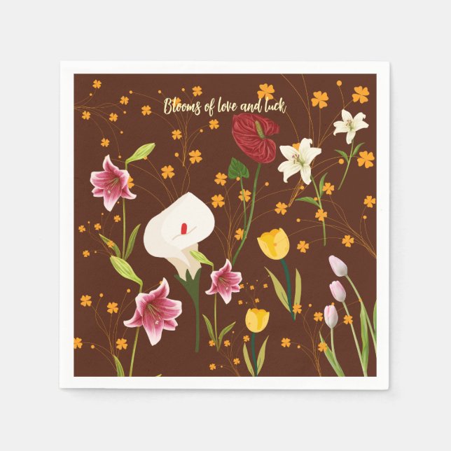 Lebhafte Blume Serviette (Vorderseite)