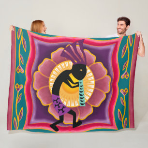 Lebhafte Blume Southwestern Kokopelli Fleecedecke