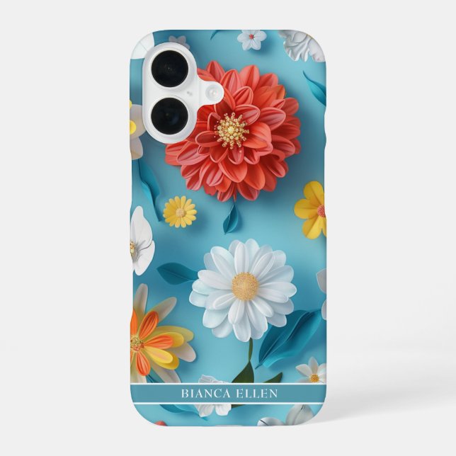 Lebhafte Blumen iPhone 16 Hülle (Rückseite)