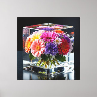 Lebhafte Blumenarrangements Leinwanddruck