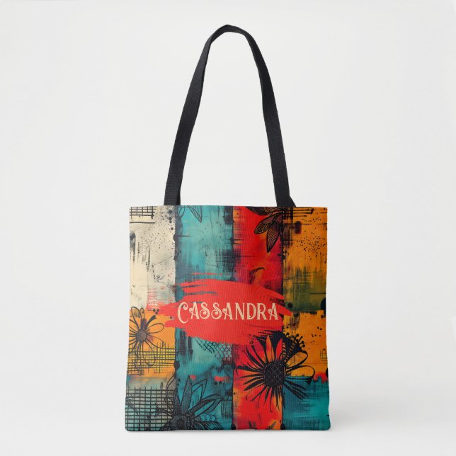 Lebhafte Blumengrunge Multicolor-Tasche Tasche (Vorderseite)