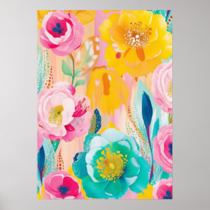 Lebhafte Blumenkunst Print Poster