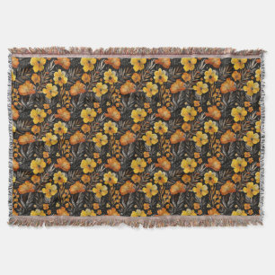 Lebhafte Blumenmuster Orange und Gelbe Blumen Decke