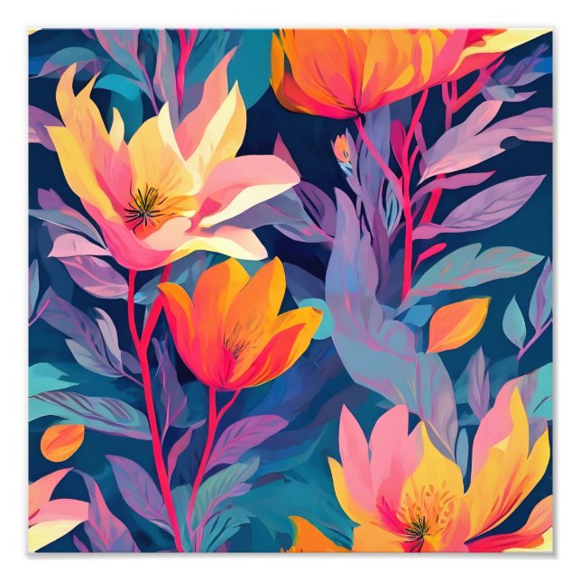 Lebhafte Blumenträume: Ein Kaleidoskop von Farben Fotodruck (Vorne)