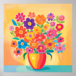 Lebhafte Blüten in Einfachheit Poster