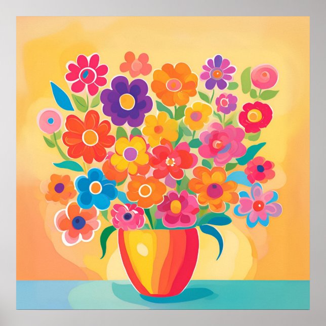 Lebhafte Blüten in Einfachheit Poster (Vorne)