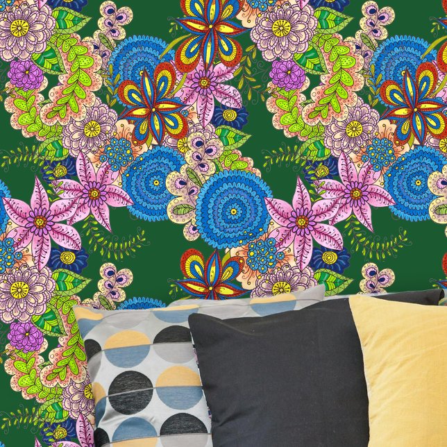 Lebhafte Bohemische Folkkunst handGezeichnet, flor Tapete (Von Creator hochgeladen)
