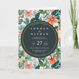 Lebhafte Botanische Blütenblütenhochzeit Einladung