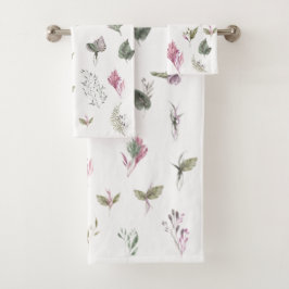Lebhafte botanische Wasserfarbe Badhandtuch Set