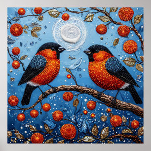 Lebhafte Bullfinches-Gebote Poster