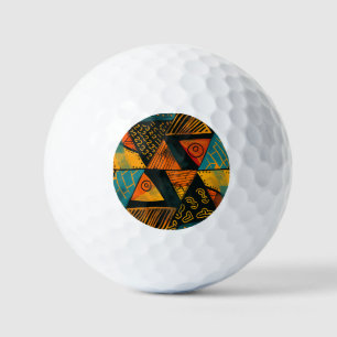 Lebhafte, bunte Dreiecke mit Stammesmustern Golfball