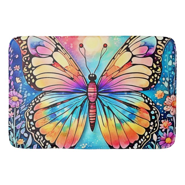 Lebhafte Butterfly Art Badematte (Vorderseite)