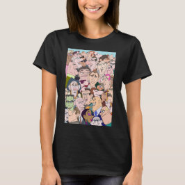 Lebhafte Cartoon Stil Lady & Men Charaktere T-Shirt