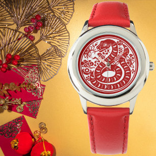 Lebhafte chinesische Neujahrsnake Zodiac Armbanduhr