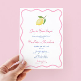 Lebhafte Ciao Bambina Pink Citrus Girl Baby Dusche Einladung