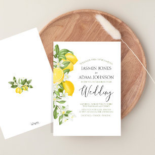 Lebhafte Citrus Lemon Greenerity Wedding Einladung