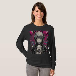Lebhafte Cyber Emo Girl mit Kopfhörern Art T-Shirt