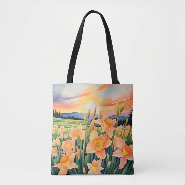 Lebhafte Daffodil Meadow Tasche (Vorderseite)