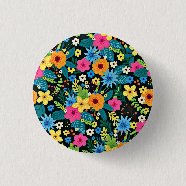 Lebhafte Ditsy-Blume Blumenmuster-43785 Button (Vorderseite)
