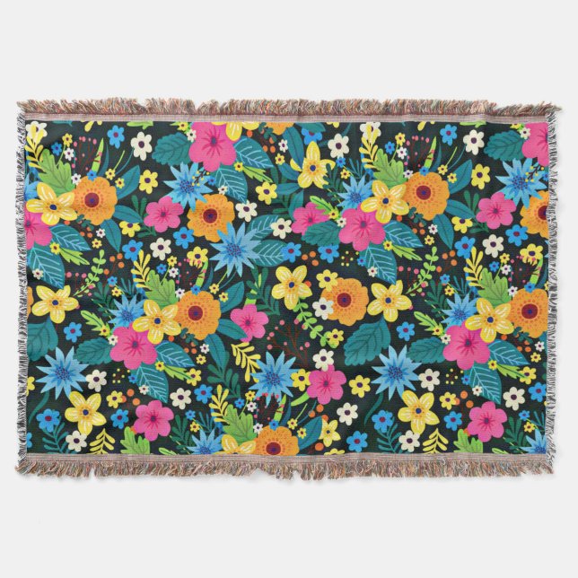 Lebhafte Ditsy-Blume Blumenmuster-43785 Decke (Vorderseite)