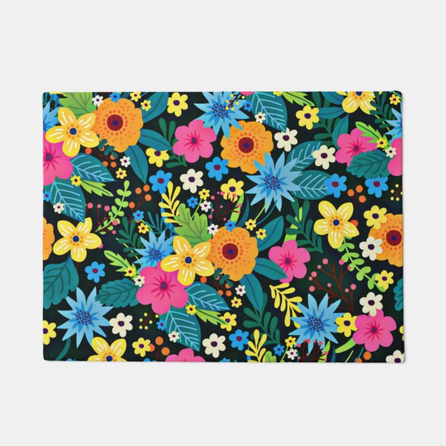 Lebhafte Ditsy-Blume Blumenmuster-43785 Fußmatte (Vorderseite)