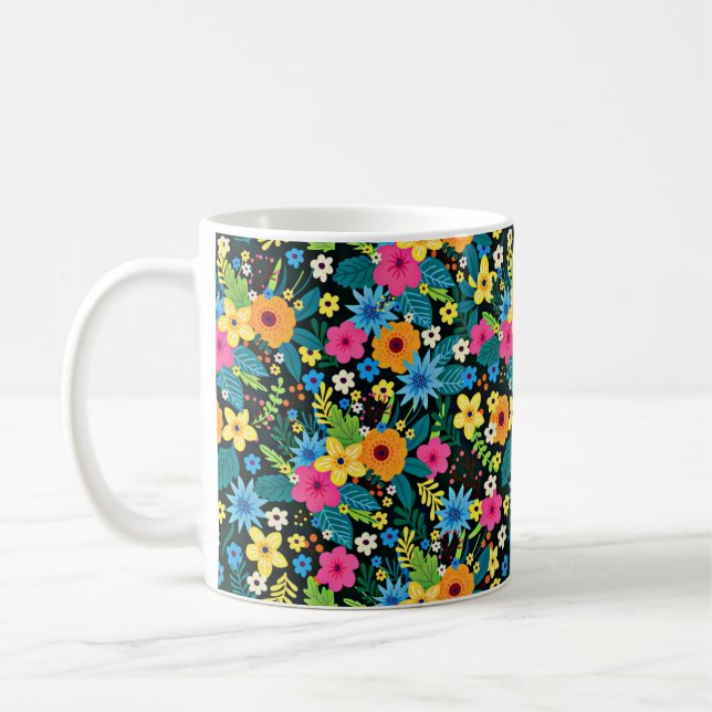 Lebhafte Ditsy-Blume Blumenmuster-43785 Kaffeetasse (Links)