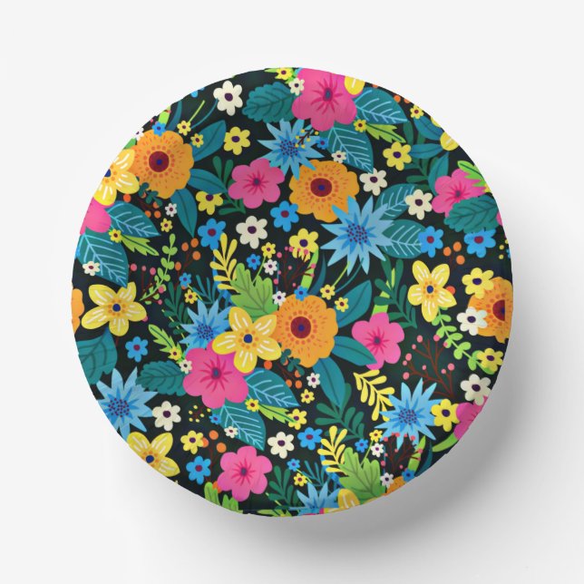 Lebhafte Ditsy-Blume Blumenmuster-43785 Pappteller (Vorderseite)